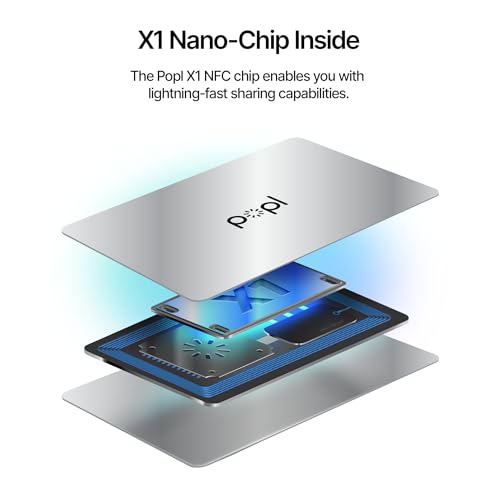 Image of Authentic Patented Popl Card (Avoid Fake Knockoffs) - Smart NFC Networking Card - Simply Tap to Exchange Contact Info, Capture Leads, & Manage Contacts (Silver)