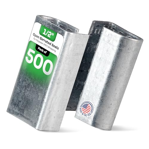 IDL Packaging Open Serrated Seals of 1.25" Length for 1/2" Strap Width Polyester (PET) Strapping (Pack of 500) - Increased Load Securement Due to Serrated Design of Strapping Clips