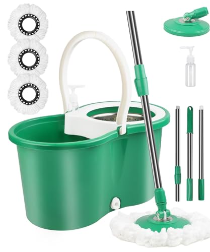Hand Free Green Mop And Bucket With Wringer
