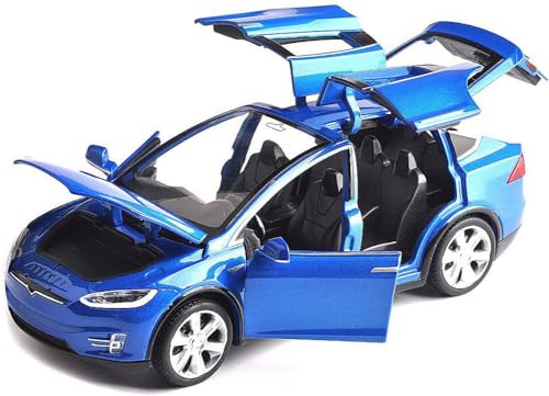 ANTSIR Car Model X 1:32 Scale Alloy diecast Pull Back Electronic Toys with Lights and Music,Mini Vehicles Toys for Kids Gift (Blue)