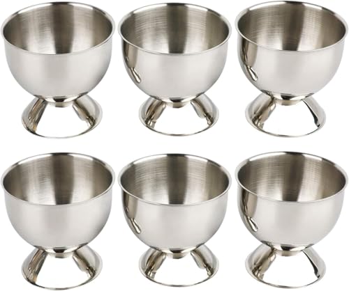 Egg Cup Holder Set for Soft Boiled Eggs Include 6 Stainless Steel Egg Tray Kitchen Tool