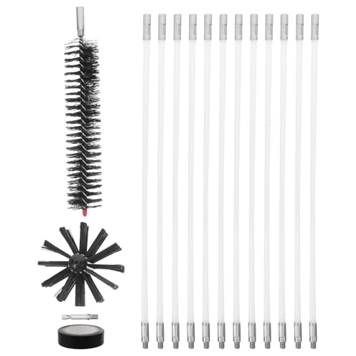 MAGICLULU Chimney Cleaning Brush Set with Flexible Extendable Rods 4-Inch Wire Brush for Fireplace Stove Pipe Dryer Vent and Duct Cleaning 15Ft Reach Chimney Maintenance Kit