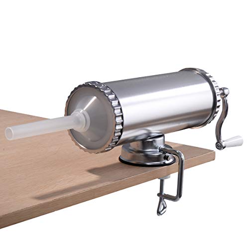 Goplus Stainless Steel Horizontal Sausage Stuffer Maker Kitchen Machine Meat Stuffing Maker Kit