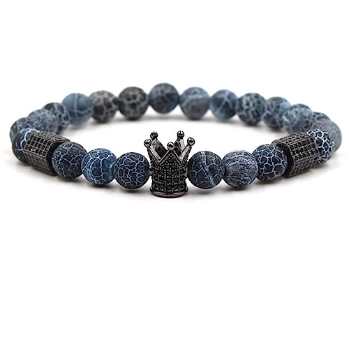 Bracelet pierre naturelle véritable avec couronne pendentif colonne hexagonale fait main 19cm