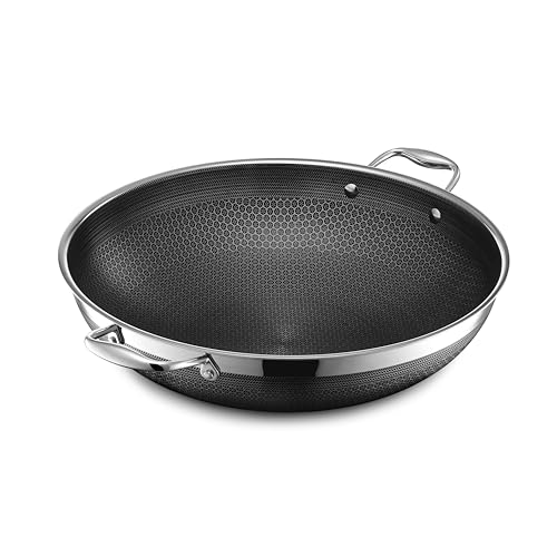 image for HexClad Hybrid Nonstick 14-Inch Wok with Stainless Steel Lid, Stay-Coo
