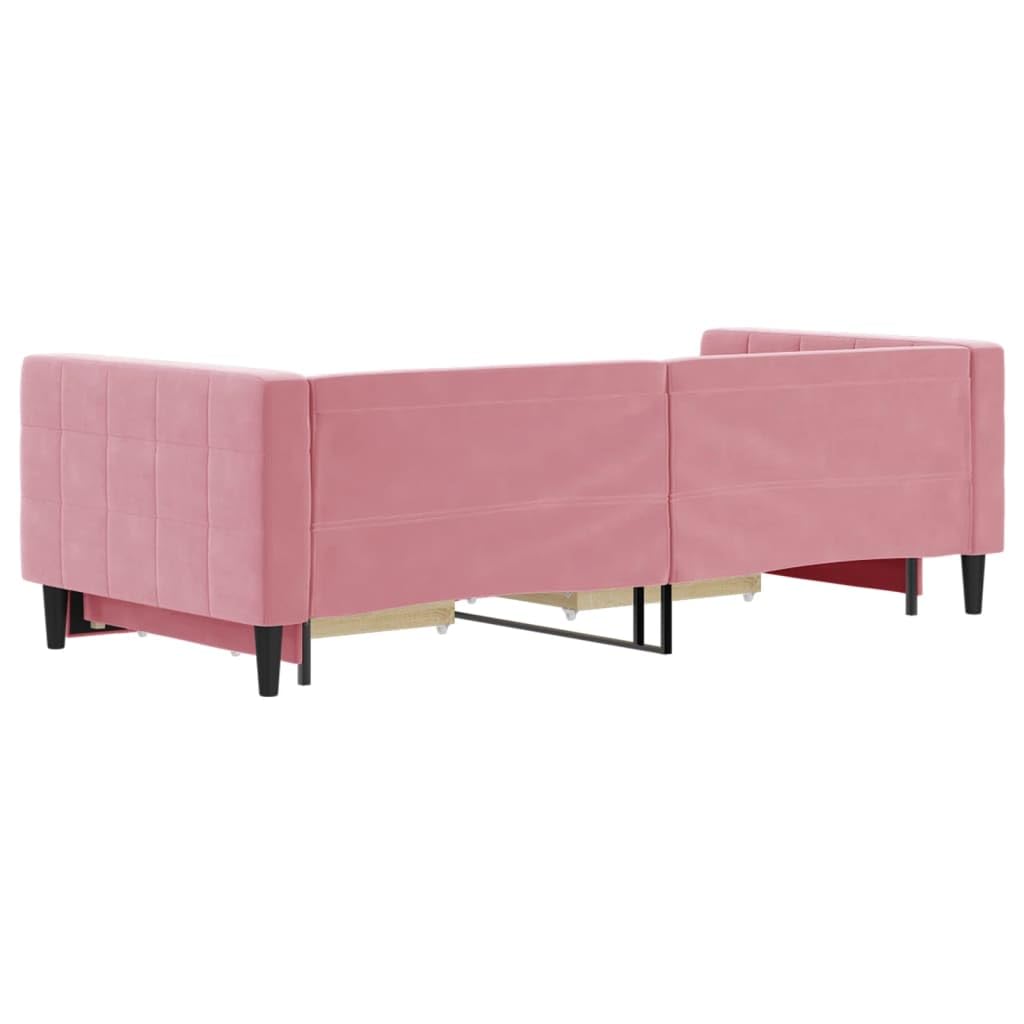 Sofa 2 w 1 z łóżkiem gniazdowym i szufladami, rozkładana dwuosobowa sofa z schowkiem, aksamitna tapicerka, drewniana i metalowa rama do salonu