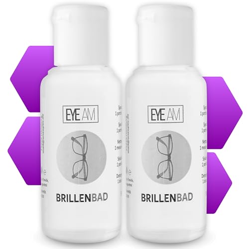 EyeAm 2x50ml Spezialreiniger Geeignet für jedes Schüttelbad/Brillenbad (z.B. Freiblick) zur Reinigung von Brillen (2 x 50ml)