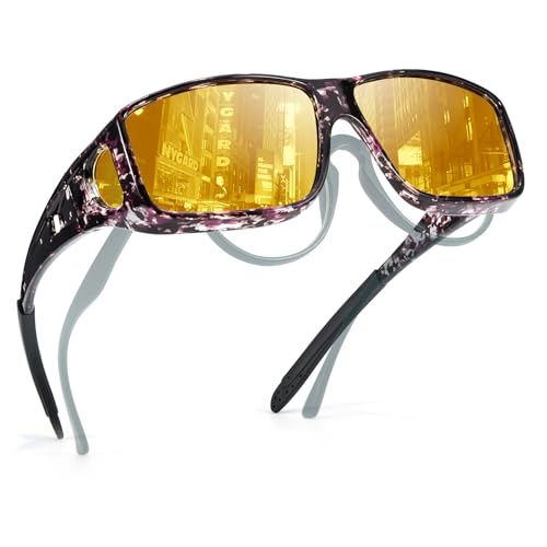 TJUTR Night Vision Driving Glasses Fit Over Glasses for Men Women
