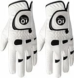 FINGER TEN Men’s Golf Glove Left Hand Right with Ball Marker Value 2 Pack, Weathersof Grip Soft Comfortable, Fit Size Small Medium ML Large XL (X-Large, Worn on Left Hand)