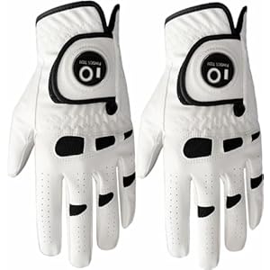 FINGER TEN Men’s Golf Glove Left Hand Right with Ball Marker Value 2 Pack, Weathersof Grip Soft Comfortable, Fit Size Small Medium ML Large XL