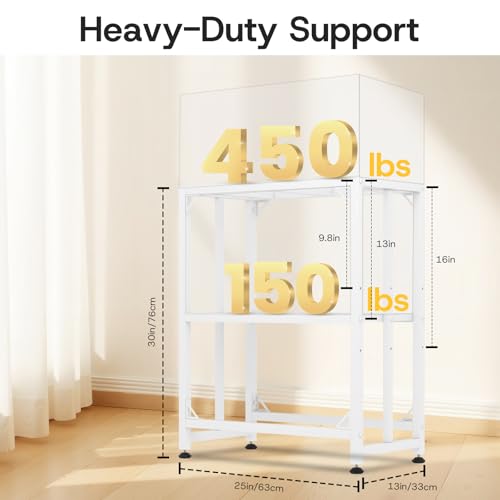 Image of Fish Tank Stand - 20 Gallon Heavy Duty Metal Aquarium Stand, Reptile & Turtle Breeder Tank 450LBS Capacity Terrarium Stand Rack with 2-Tier Storage Shelves (White, 24.8 inchx13 inchx30 inch)