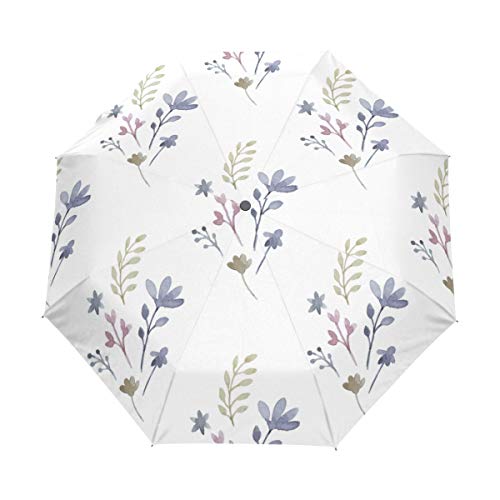 Preisvergleich Produktbild LASINSU Regenschirm TaschenschirmAquarell mit Blumenmuster schöner VektorAuf Zu Automatikwindsicherstabil