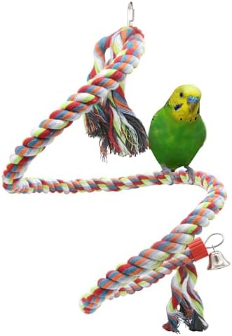 Perchas para Pajaros Cuerda de Loro 160cm, Soporte de Percha de Pájaro de Colores Brillantes, Juguete de Escalada para Loros, Cuerda Espiral para Pájaros Percha