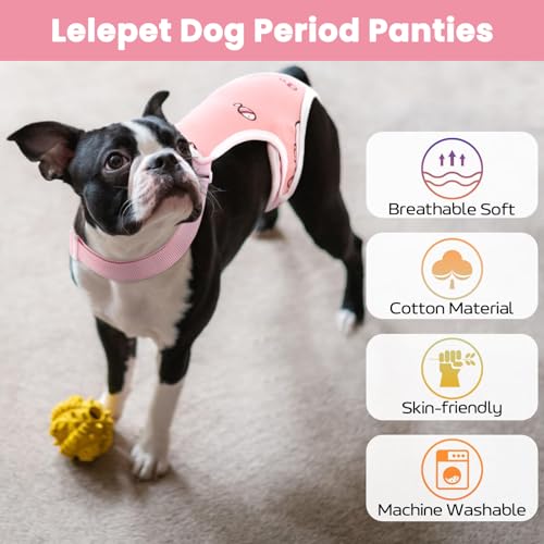 Lelepet Hundewindeln für Hündinnen, Waschbar Windeln für Hunde mit Verstellbarem Strumpfhalter, Wiederverwendbare Hunde Periodenhose, Hündinnen Läufigkeitshose Welpenwindeln, Rosa M