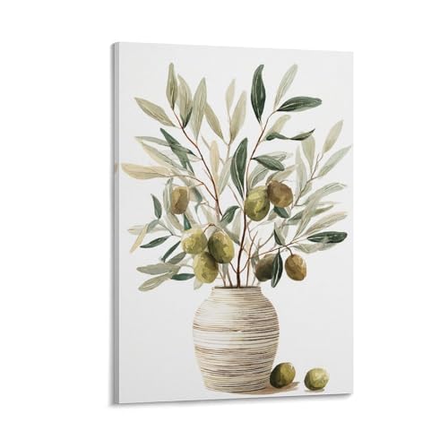 Tableau toile minimaliste deco nature cuisine salon poster branche olivier vase DFENILROP 12x18