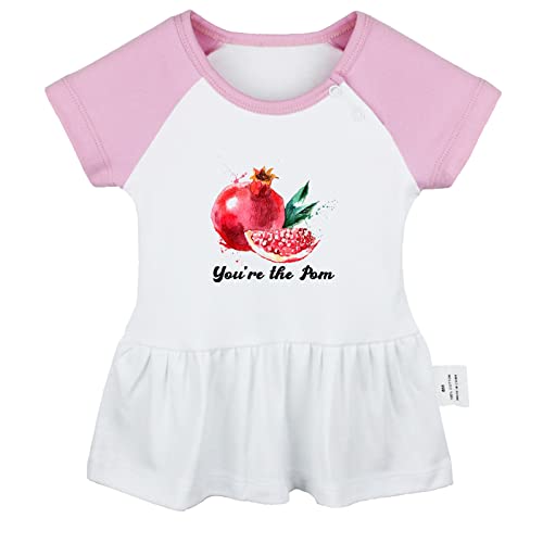 iDzn You're The Pom Novelty Pomegranate Dresses for Babies, Newborn Baby Girls Princess Dress, Toddler Infant Ruffles Skirts