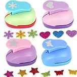 XUBX 4 Pcs Crafts Punch Set, Craft Hole Punch Butterfly Star Heart snowflake Embossing Device, Scrapbooking Punches for Creatively Kids Artwork Greeting Card Making DIY Crafts Photo Album Children
