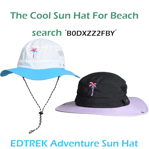 Image of EDTREK Adventure Snapback Hat - Surf Hat - Beach Hat - Hiking Trucker Hat - Flying High Hat (Palm - White)