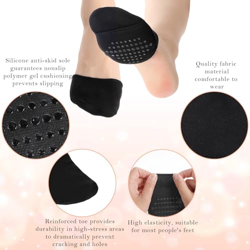 4 Pairs Toe Sock Womens for Mules, Toe Topper Socks Women No Show Liner Half Sock, Invisible Non-slip Seamless Half Mule Socks for Womens Flat Mules(Skin Color + Black)3