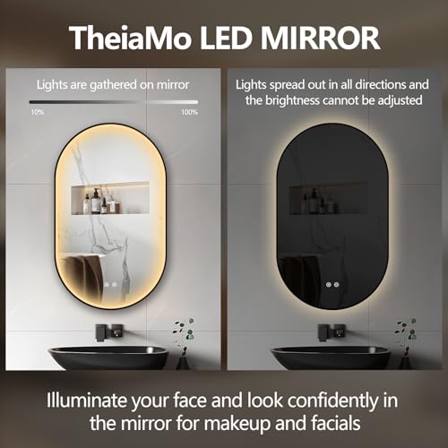 ThieaMo 51"x27" Oval LED Bathroom Mirror with Lights, Black Frame, Frontlit by TheiaMo - Used condition - Image 8
