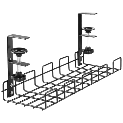Bandeja de cables para debajo del escritorio, almacenamiento de oficina de metal, sin taladro, bandeja de gestión de cables, organizador debajo del escritorio, para el hogar, estudio, escuela, enchufe