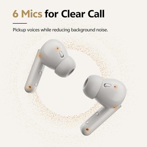 Image of QCY HT05 Pro Hybrid ANC Wireless Earbuds | Globally Leading Brand | Sleek Leather-Finish Design | 6-mic, 45dB Hybrid ANC | 9 EQs, Smart App, 25H Playtime, IPX4 (Dark Grey)