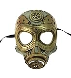 KBW Adult Unisex Steampunk Gold Gas Mask, Vintage Victorian Style Retro Punk Rustic Gothic Motorcycle Pilot Aviator Eyewear Headgear Costume Accessories Novelty Costume Accessories