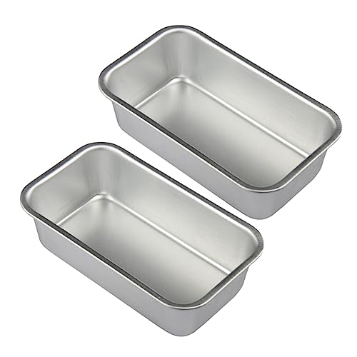 Cabilock 2pcs Nonstick Loaf Pans, Aluminum Alloy, 12x7x3.8cm, Silver, Dishwasher Safe