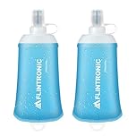 Flintronic TPU Foldable Water Bottles, 2-Piece Soft Flask, BPA-Free, for Hydration on Backpacks, Bicycles, Hiking, Jogging, Camping, and Climbing (250ml, Light Blue)