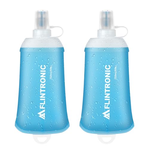 flintronic TPU Faltbarer Trinkflaschen, 2PCS Soft Flask, BPA-Frei, Sportflasche für Trinkrucksack, Fahrrad, Wandern,Joggen,Camping und Klettern (250ml, Hellblau) flintronic TPU Faltbarer Trinkflaschen, 2PCS Soft Flask, BPA-Frei, Sportflasche für Trinkrucksack, Fahrrad, Wandern,Joggen,Camping und Klettern (250ml, Hellblau)