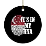 It's In My DNA Singapur-Flagge, Fingerabdruck, Weihnachtsschmuck, Singapur, r&, Keramik, 7,6 cm, Weihnachtsbaumschmuck, Dekorationen, Geschenke für Familie, Fre&e, Weihnachtsdekoration
