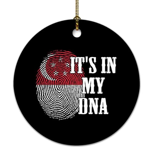 It's In My DNA Singapur-Flagge, Fingerabdruck, Weihnachtsschmuck, Singapur, r&, Keramik, 7,6 cm, Weihnachtsbaumschmuck, Dekorationen, Geschenke für Familie, Fre&e, Weihnachtsdekoration