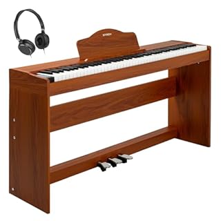 STRICH Digital Piano 88 Keys, Hammer-Action Weighted Keyboard, Full size Electric Piano Keyboard with Furniture Stand, 25Wx2 Speakers, Supports USB-MIDI/Wireless Connect, SDP-300W (Color Mahogany)