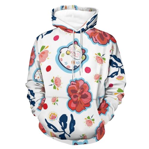 Hoodie Chat À Fleurs UMENG Idéal Pour Vos Sorties Décontractées