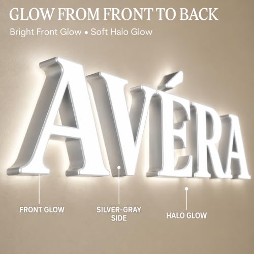 Image of Custom Business Logo Sign, 3D Dual-Lit LED Wall Sign for Reception