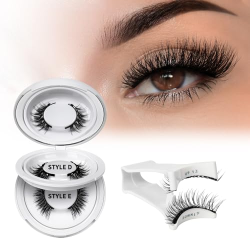 QUEWEL 2 Pair Magnetic Eyelashes, Reusable Magnetic Lashes Kit with Applicator, No Glue Needed Eyelashes Magnetic, Easy to Wear and Remove with Instructions(Magnetic Lashes-D+E)