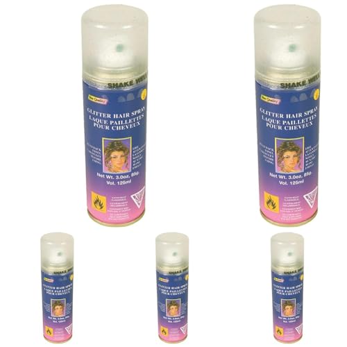 Image of Rubies Silver Glitter Haircolor Costume Hairspray for Adults, Unisex 3 Ounce (Pack of 5)