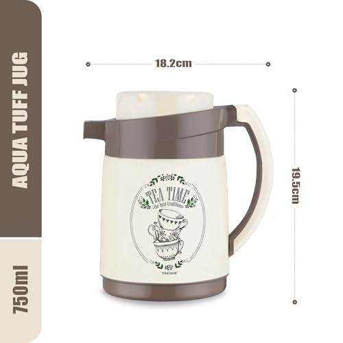 Image of Trueware Aqua Jug Insulated Flask - 750 Ml | Insulated Tea Pot Kettle Inner Steel Outer Plastic | Hot & Cold | Food Grade Plastic | Lightweight BPA-Free | Wide Mouth Design | Ideal for Office, Travel