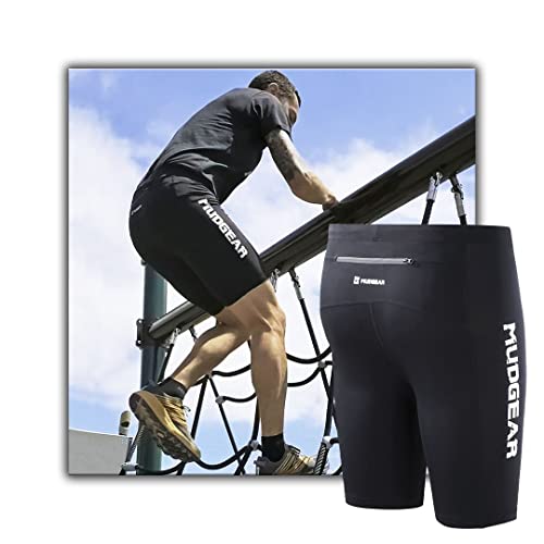 Compression Shorts - Mens Athletic Shorts for Running, Football, Basketball, Hockey - Other Active Sport - Black 6-inch Recovery Compression Shorts with Inseam and Zipper Pockets - Black/Med4