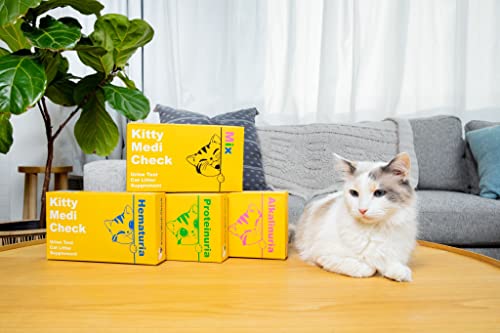 Petjoa Kitty-Medi-Check Cat Urine Health Test Kit, Easy Monitoring At Home,100% Eco-Friendly - Mix 3 Combo Pack (Alkalinuria, Proteinuria, Hematuria)-210G/7.4Oz 100% Biodegradable. #TOP6