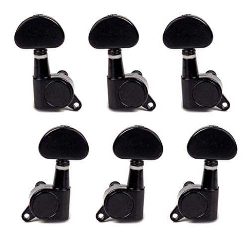 Preisvergleich Produktbild Healifty 6 Stücke Bass Tuner Zinklegierung 3L3r Akustische Elektrische Gitarre Versiegelt String Halbrunde Tasten Chrom mit Montageschrauben Aderendhülsen Buchsen für Gibson Epiphone (Schwarz)