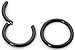 Stainless Steel 1/2" (12mm) Hinged Continuous Segment Ring Hoop Sleeper Earrings Body Piercing (Black)