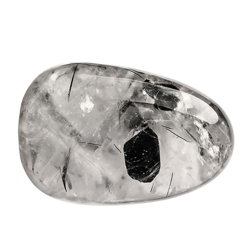 Image of Black Rutilated Quartz Crystal Healing Tumbled Stone, Natural Polished Crystals for DIY Crafts, Manifestation, Meditation, Pooja Feng Shui and Reiki Healing (30 Grams)
