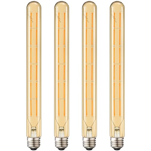 Leools-T300-Led-Long-Bulbs12W-Dimmable-Tubular-Bulb100-Watt-EquivalentE26-Edison-Style-Vintage-LED-Filament-Light-BulbAmber-Glass2700K-Warm-White118inch300mm-Tall-T10-Light-Bulbs4-Pack