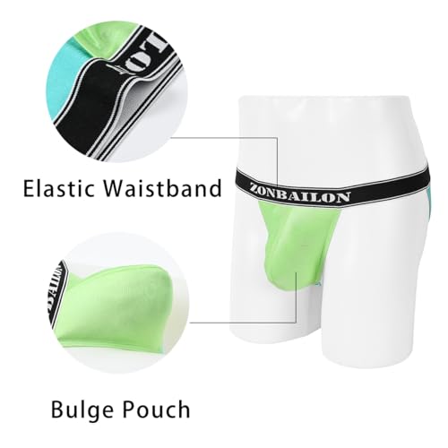 JINSHI Men’s Silk Glossy Underwear Sexy Low Rise Bikini Briefs with Bulge Pouch2