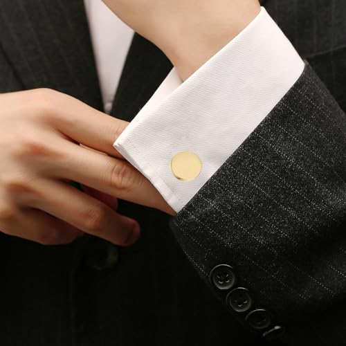 Mancuernillas clásicas redondas doradas para hombre miniatura 2