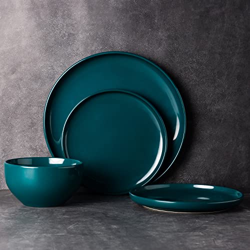 Amorarc Stoneware Cereal Bowls Set For Kitchen, 22Oz Ceramic Deep Soup Bowls Set Of 6, Black Bowls Set For Breakfast, Lunch, Dinner. Microwave&Dishwasher Safe, Green #TOP5