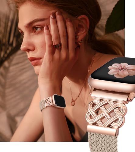 Image of TOYOUTHS Braided Magnetic Band Compatible with Apple Watch Bands 38 /40 /41 /42 /44 /45 /46 /49mm Women Men, Dressy Celtic Metal Stretchy Elastic Strap for iWatch Series 11 10 9 8 7 6 5 4 SE /Ultra 3 2 1
