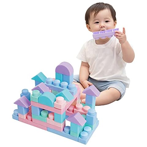 MOOMU Soft Building Blocks, Baby Ages 6 Month Old and up, STEM Montessori Preschool Learning Stacking Block Kit Educational Infant Safe Soft Blocks for Baby Toddlers 1-3 Years 40 PCs Cover