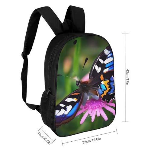 Colorful Butterfly Backpack - Durable 600D Polyester, 17 Inch Backpack with Ergonomic Adjustable Straps, Lightweight Travel Bag for Men & Women2